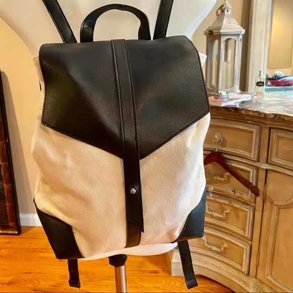 Deux Lux Two Tone Fabric & Faux Leather Backpack - Picture 2 of 10